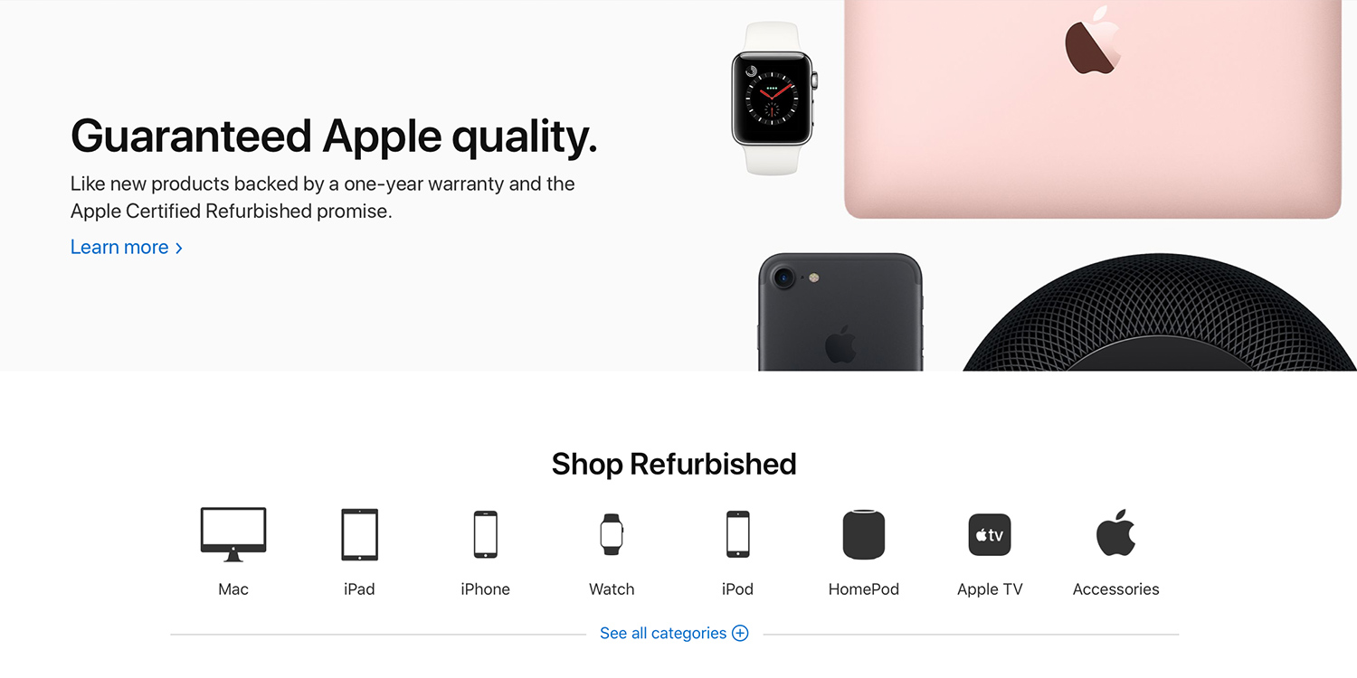 landingsside for Apples sertifiserte rekondisjoneringsprogram