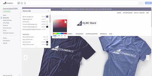 Skærmbillede af BigCommerce-platformen