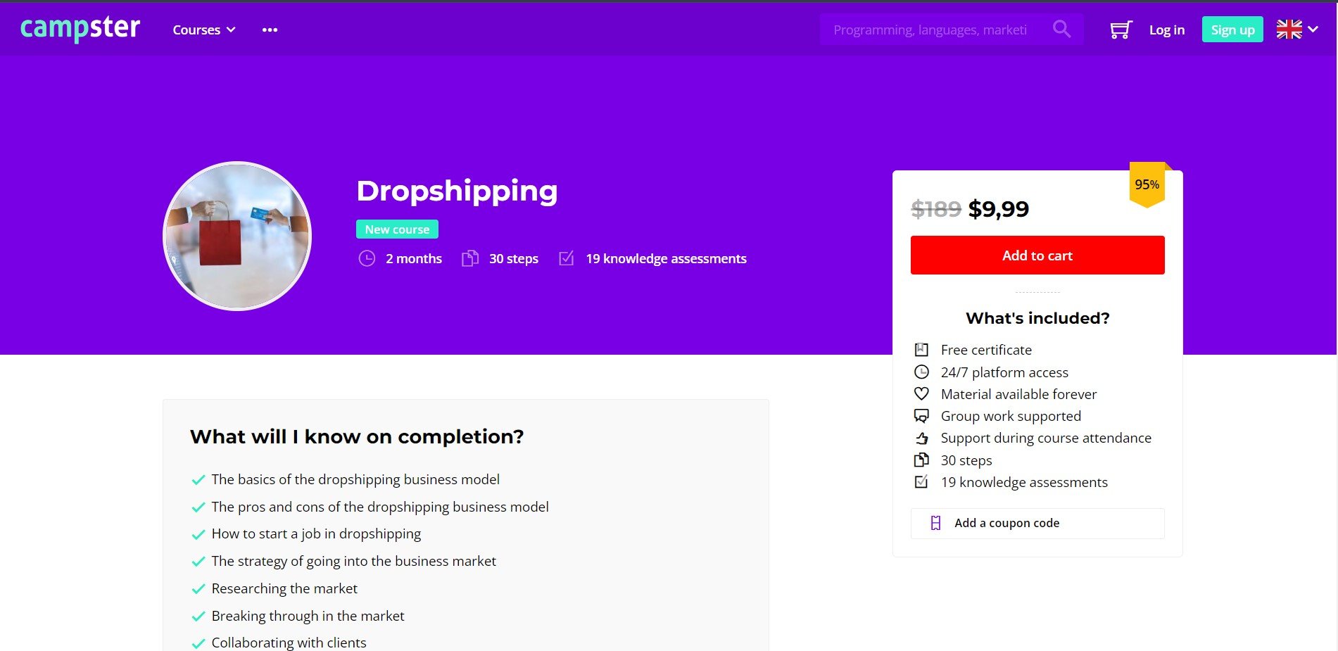 Side for dropshipping-kurs