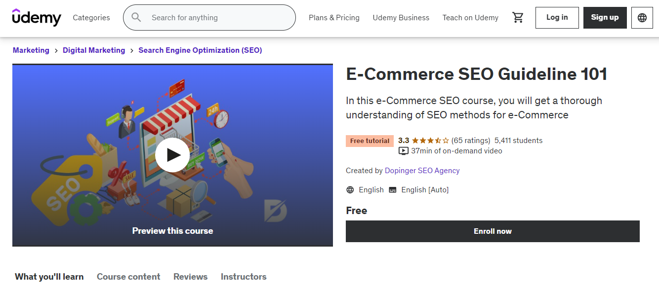 Dopinger SEO Agencys retningslinje 101 for SEO for netthandel