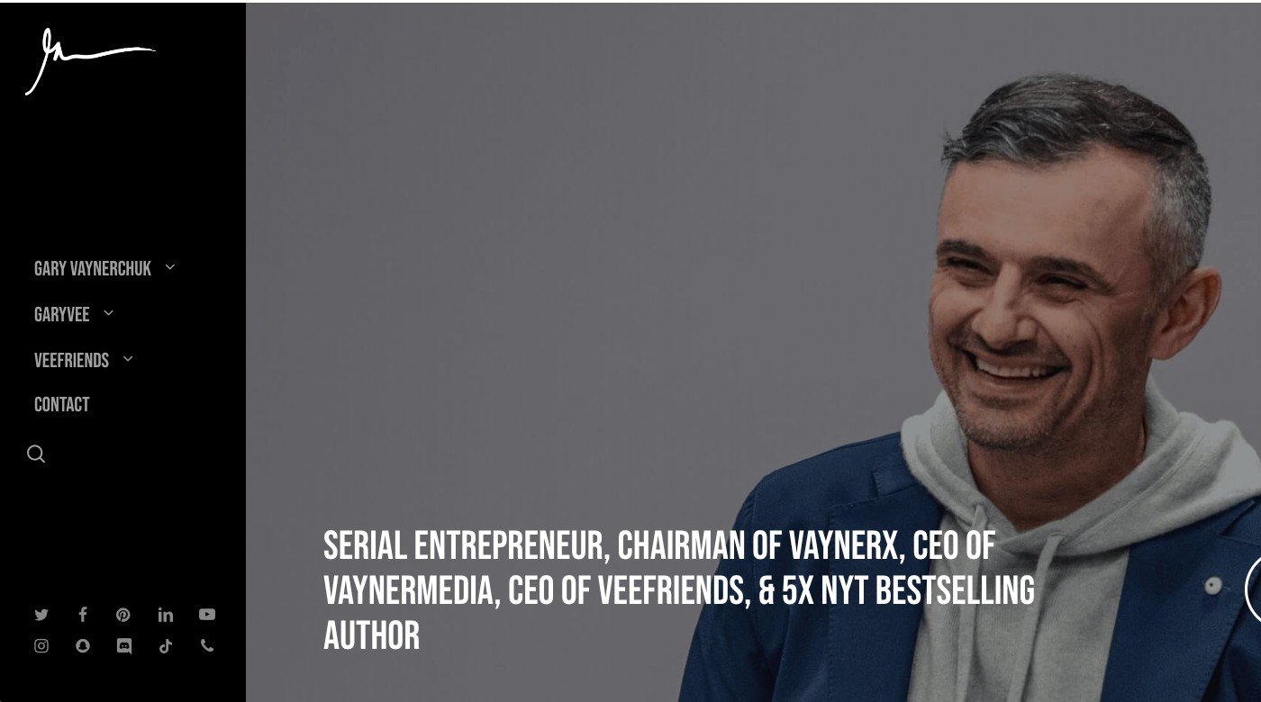 Et eksempel på et websted for ét brand. (Kredit: garyvaynerchuk.com)