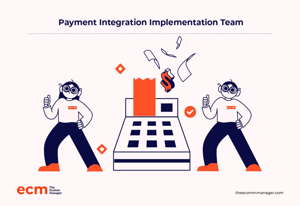 infografik over teamet, der implementerer betalingsintegration