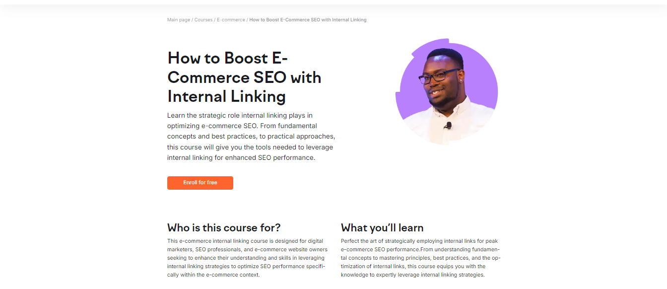 Semrush Academys kurs Slik forbedrer du SEO for netthandel med internlenking
