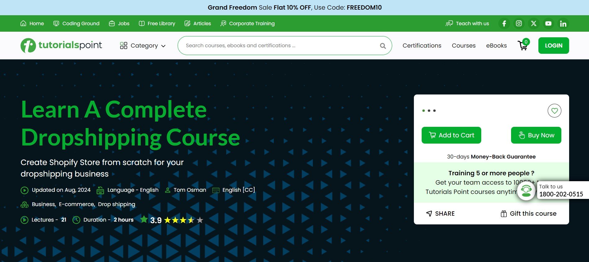 Side for et komplett dropshipping-kurs