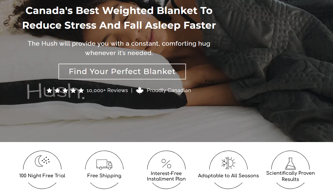 skjermbilde av Hush Blankets-forsiden med merker