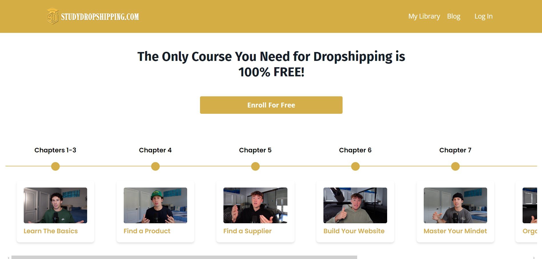 Landingsside for gratis dropshippingkurs