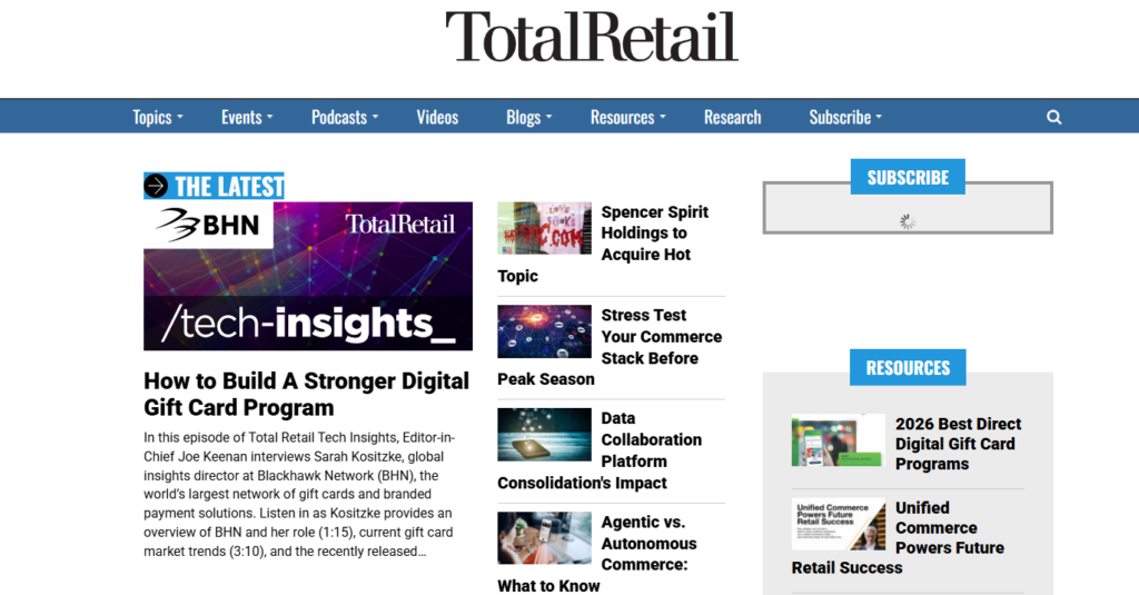 Startsiden for Total Retail