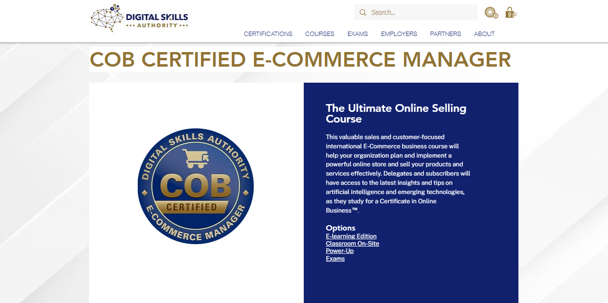 COB-sertifisert e-handelsleder, en e-handelssertifisering