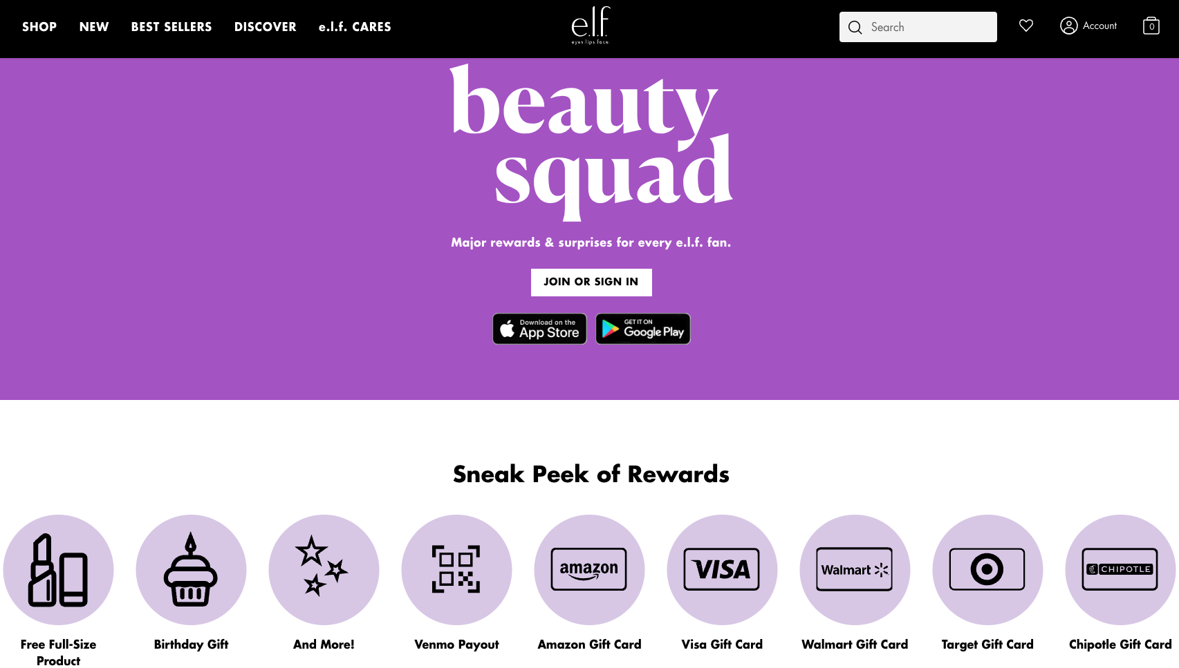 lojalitetsprogram for e-handel hos e.l.f. Beauty Squad