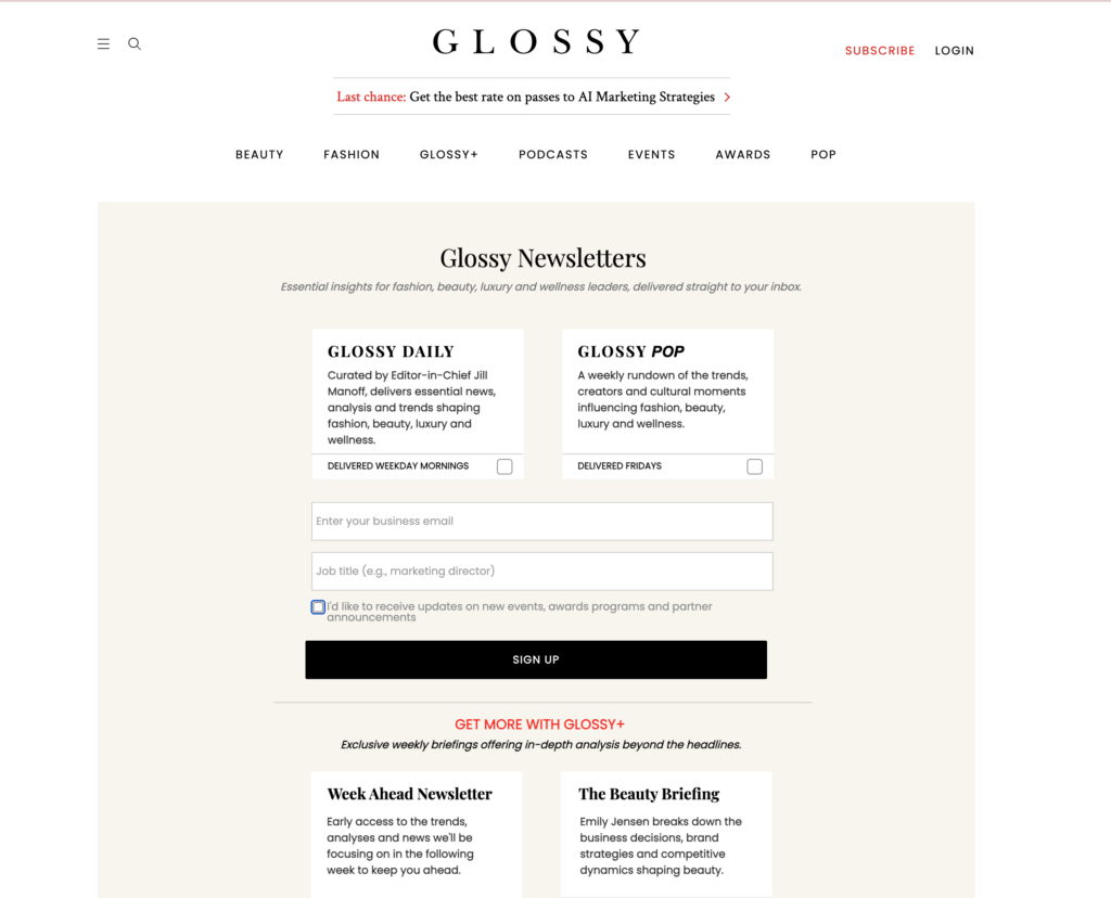 Glossys nyhedsbreve