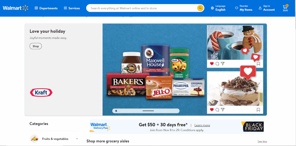 skærmbillede af Walmart-websted