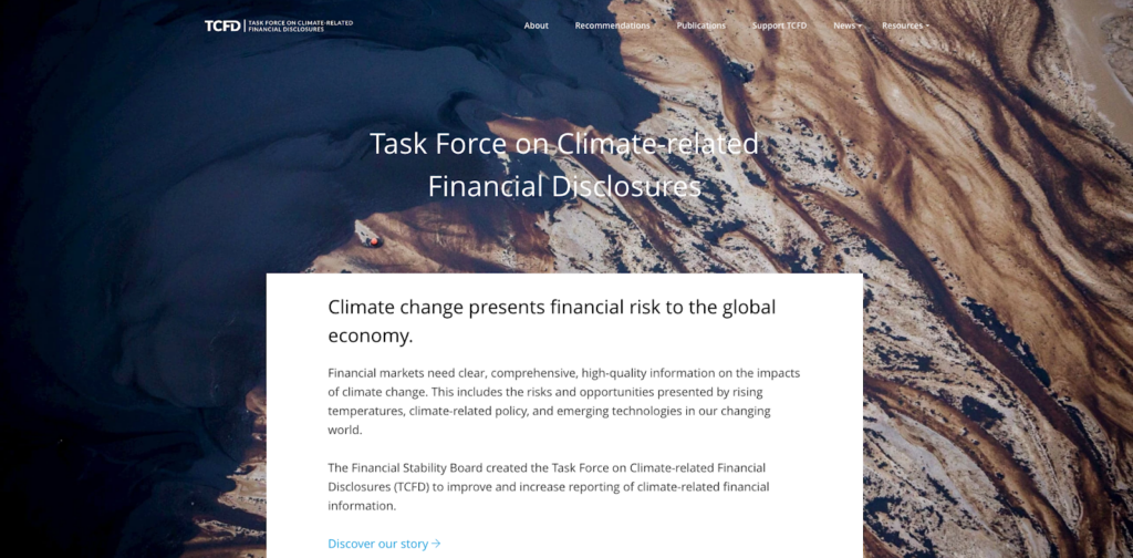Skærmbillede af Task Force on Climate-Related Financial Disclosures
