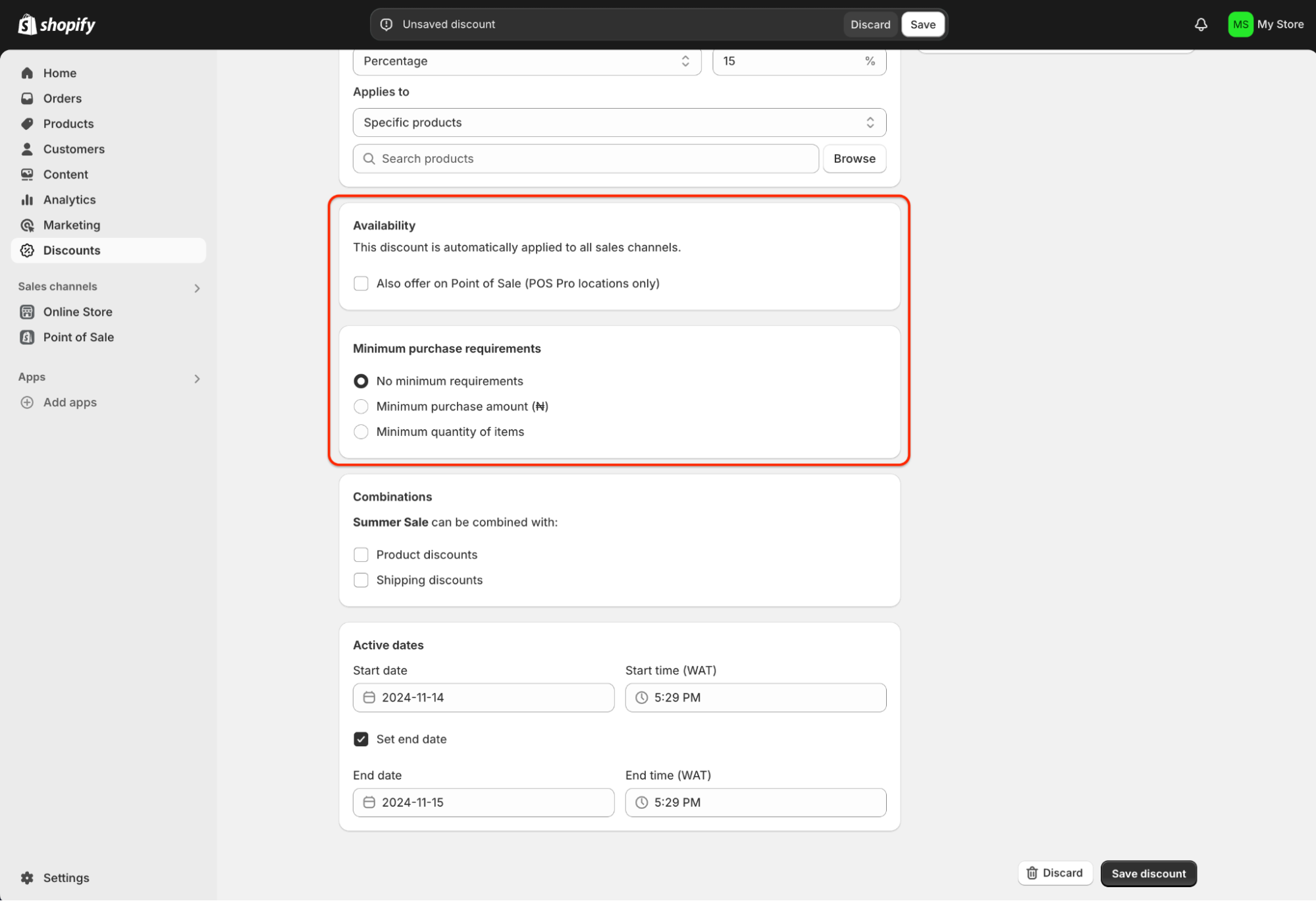 rabattkrav i Shopify