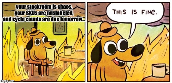 kaos på lageret, det her går fint-meme