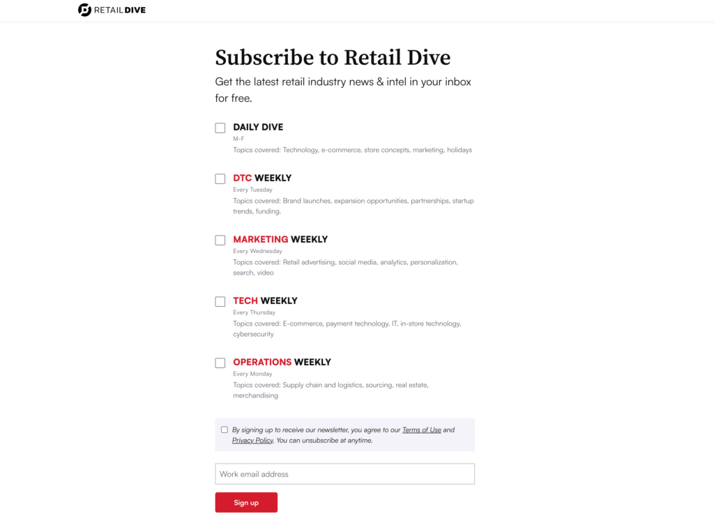 Retail Dive-nyhedsbreve
