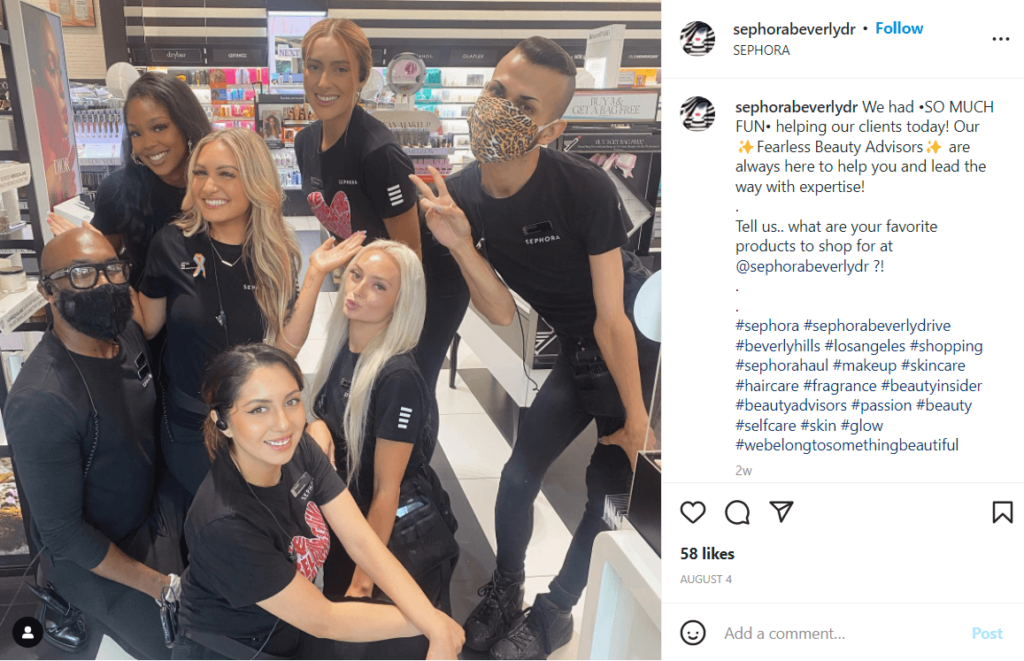 skjermbilde av Sephoras Instagram-innlegg