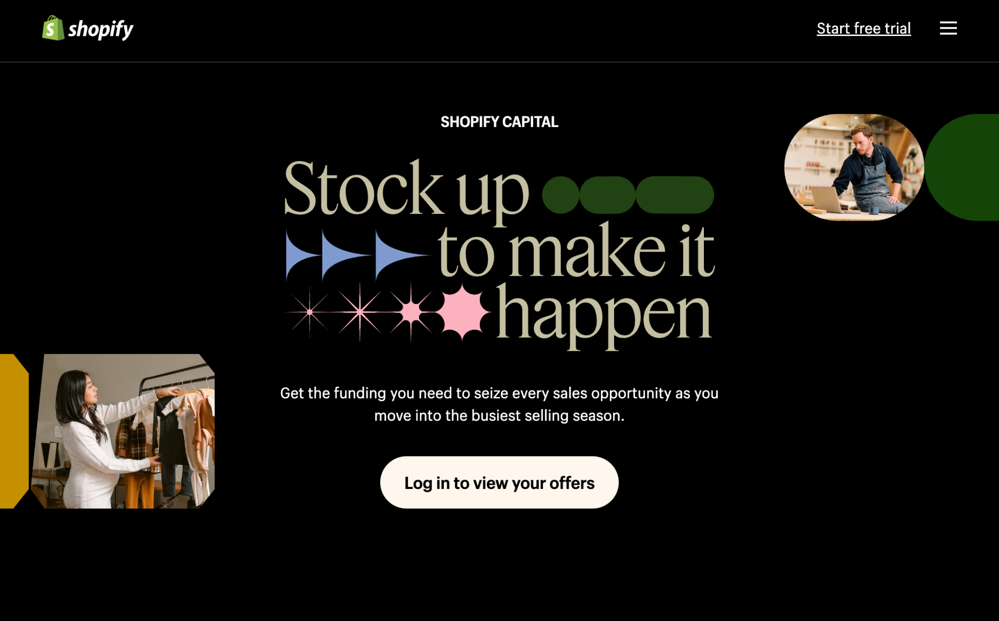 Shopify Capital skærmbillede af Shopify