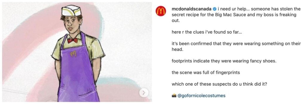 screenshot dei contenuti generati dagli utenti di McDonald Canada