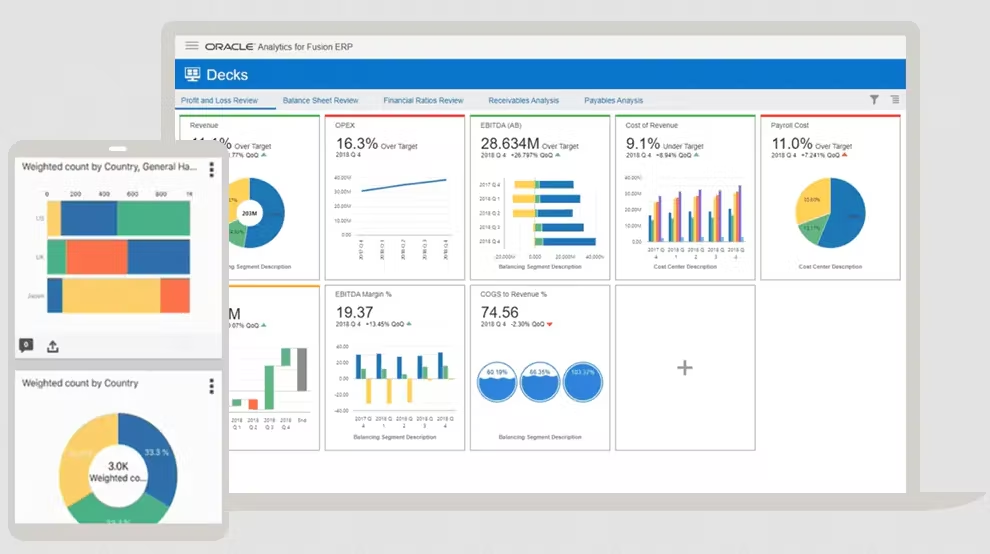 billede af Oracle ERP-dashboard