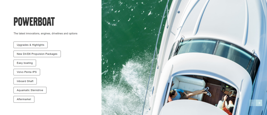skærmbillede af Volvo Penta-katalog