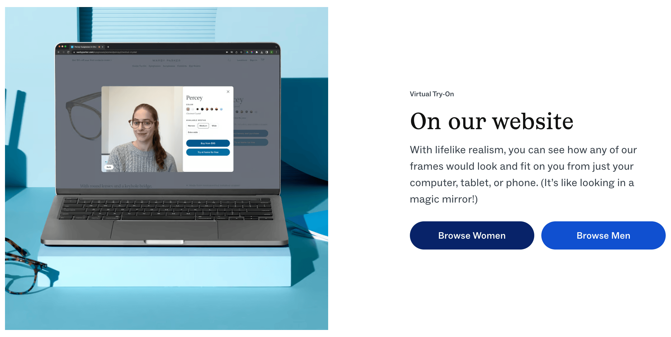 funkcje wirtualnego przymierzania Warby Parker wykorzystujące AR