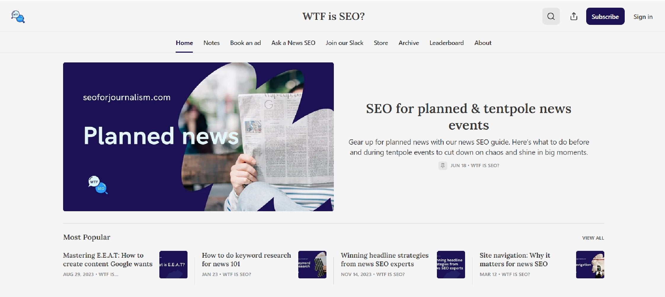 Nettstedet til nyhetsbrevet Hva i all verden er SEO?