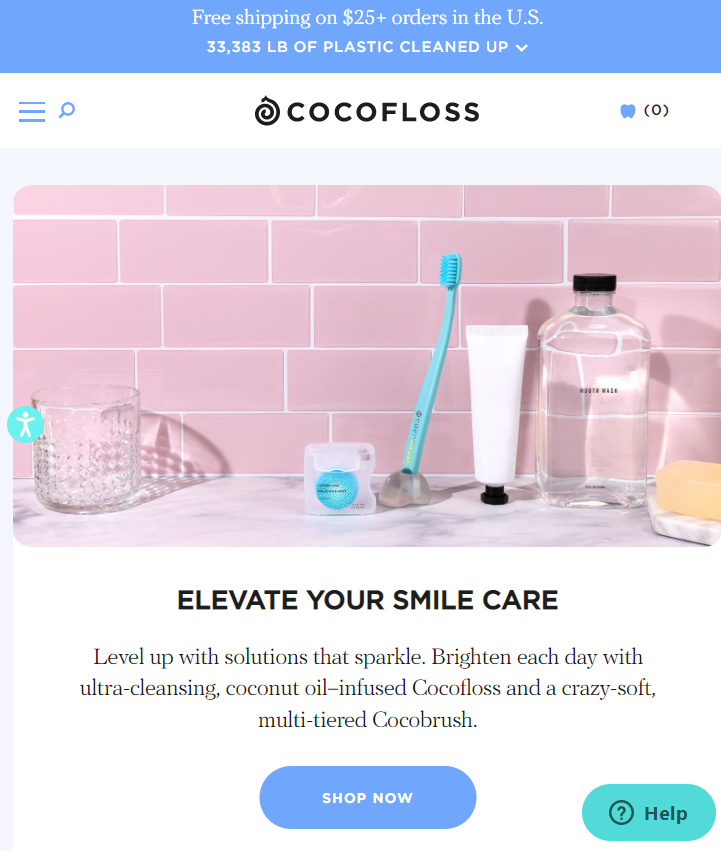 skjermbilde av CocoFloss-forsiden